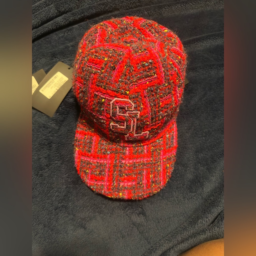 YSL SAINT LAURENT TWEED BASEBALL CAP HAT